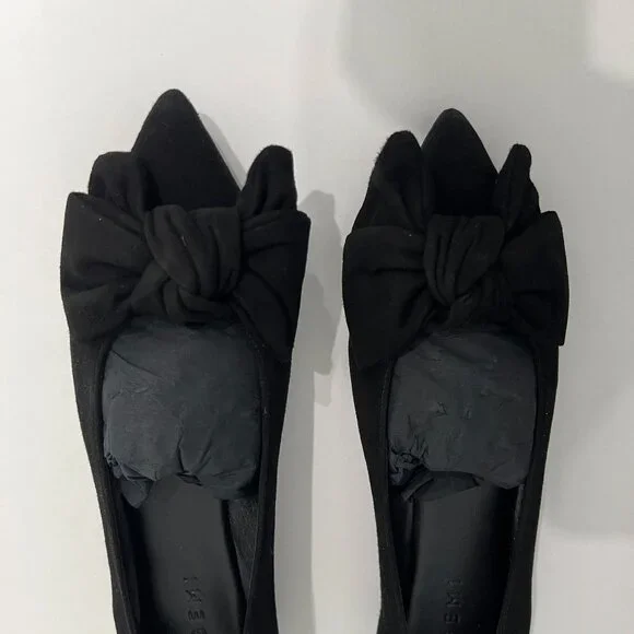 NWOT M.Gemi Pointed Toe Flats with Bow - Black Suede - Size 39 - Picture 5 of 11